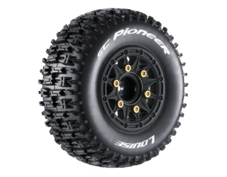 LOUT3148SB SC-Pioneer Reifen soft auf Felge schwarz 12/14/17mm (2) LOUISE 1/10 Short-Course (tauschbare Radmitnehmer) – Bild 1
