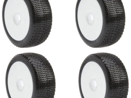 BE2114 Cubez Buggy Tire soft unverklebt (weiße Felge + Reifengummi+rote Einlage) 4 Stück