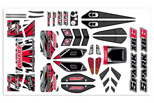Team Corally - Body Decal Sheet - Spark XB6 - Red - 1 pc Team Corally - Body Decal Sheet - Spark XB6 - Red - 1 pc