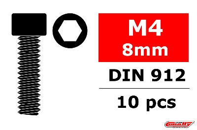 Team Corally - Stahl Schrauben M4 x 8mm - Innensechskant Zylinderkopf - 10 St