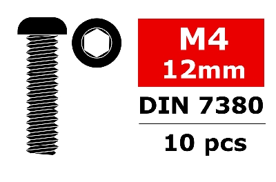 Team Corally - Stahl Schrauben M4 x 12mm - Innensechskant Linsenkopf - 10 St
