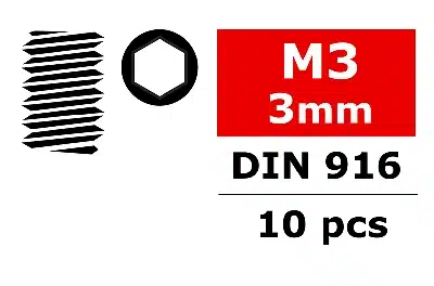 Team Corally - Stahl Madenschrauben M3 x 3mm - Innensechskant - 10 St