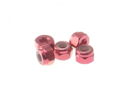 Hiro Seiko 3mm Alloy Nylon Nut [Red] ( 5 pcs)