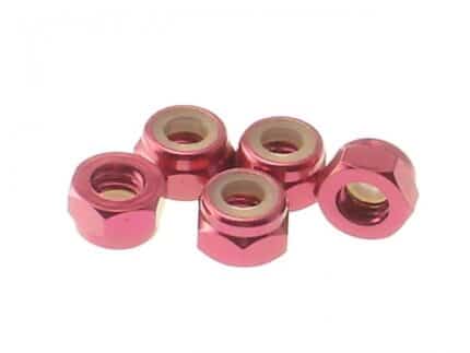 Hiro Seiko 4mm Alloy Nylon Nut [Red] ( 5 pcs)