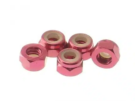 Hiro Seiko 4mm Alloy Nylon Nut [Red] ( 5 pcs)