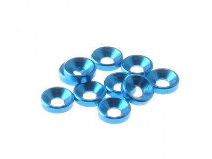Hiro Seiko 3mm Alloy Countersunk Washer [TAMIYA-Blue] ( 10 pcs)