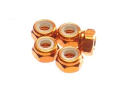 Hiro Seiko 4mm Alloy Nylon Nut [Orange] ( 5 pcs)