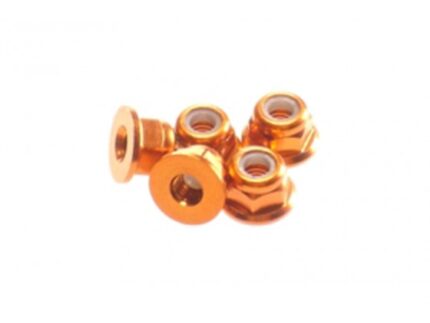 Hiro Seiko 3mm Alloy Flange Nylon Nut [Orange] ( 5 pcs)
