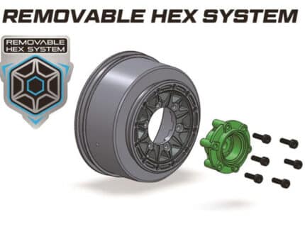 Louise RC - SC-MAGLEV - 1-10 Short Course Tire Set - Mounted - Soft - Black Wheels - Removable 1-10 SC Hex - 12, 14, 17mm