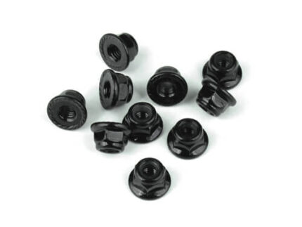 TKR1212-M4 Locknuts (flanged, black, serrated, 10pcs)