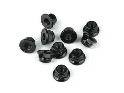 TKR1212-M4 Locknuts (flanged, black, serrated, 10pcs)