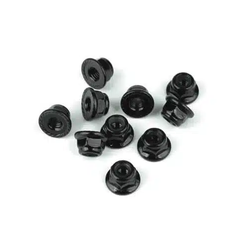 TKR1212-M4 Locknuts (flanged, black, serrated, 10pcs) TKR1212-M4 Locknuts (flanged, black, serrated, 10pcs)