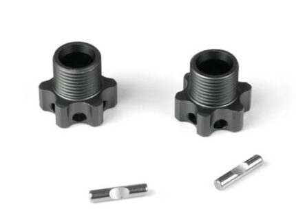 TKR5071D – Wheel Hubs (+3mm, lightened, gun metal ano, w/pins, 2pcs