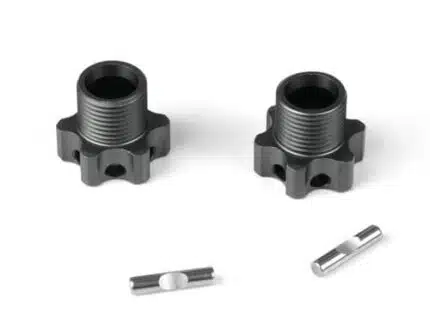 TKR5071D – Wheel Hubs (+3mm, lightened, gun metal ano, w/pins, 2pcs