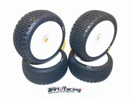 TPRO 1/8 OffRoad MEGABLOCK Sportline – SP SuperSoft R4 – Pre-Glued Weiß (4)